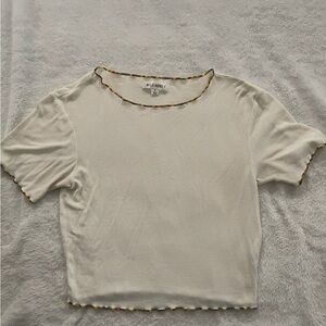 Wild Honey Cream Crop Top with Colorful Edges